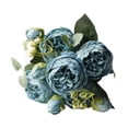 thumbnail image 2 of Ramo de novia artificial de rosas artificiales de seda con tallo largo romántico Azul, 2 of 9