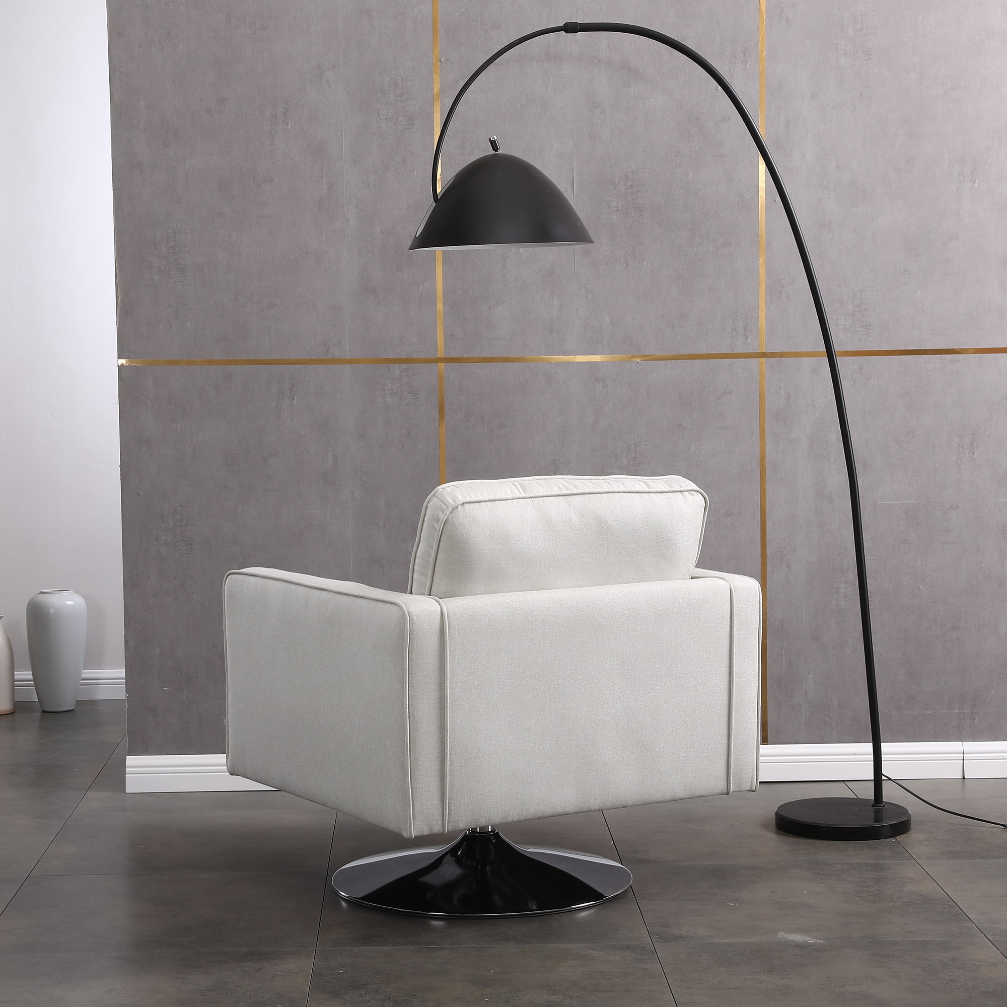 Kadyn Modern Teddy Fabric Swivel Accent Chair with 360 Degree Swiveling for Living Room, Beige