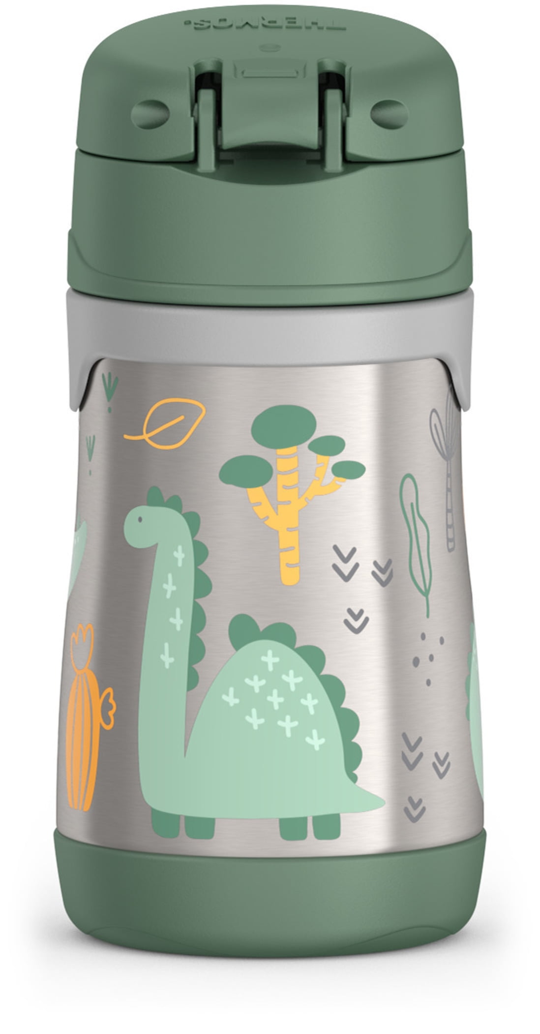 Thermos Baby Vacuum Insulated Stainless Steel 10 oz Straw Bottle, Dino