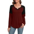 thumbnail image 4 of Anyjoin Women's Long Sleeve Tunic Tops V Neck Color Block Tops Loose Casual Blouse, 4 of 6