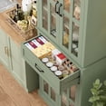 thumbnail image 7 of Homfa 71'' Kitchen Pantry with Adjustable Shelves & Drawer, Freestanding Storage Cabinet with 4 Glass Door for Living Room, Green, 7 of 7