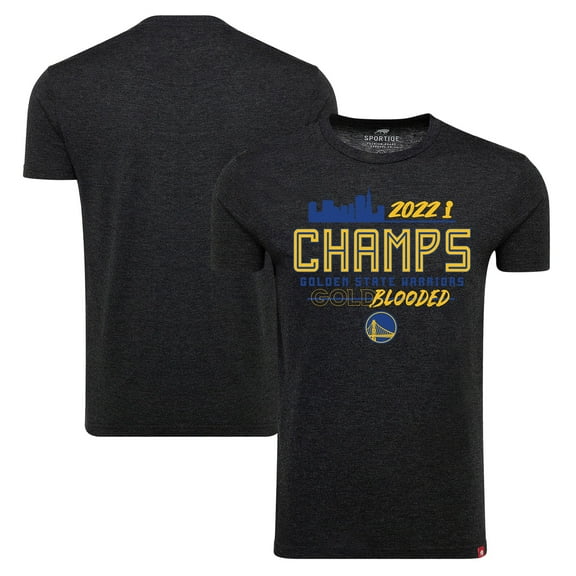 Men's Sportiqe Black Golden State Warriors 2022 NBA Finals Champions Comfy Wordmark Tri-Blend T-Shirt