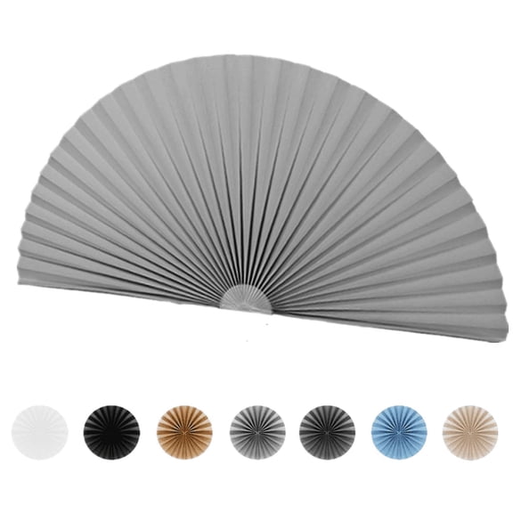 Arch Window Shade Light Filtering Pleated Shade 30CM Half Circle Self Adhesive Fabric Blinds Room Darkening Shades Stick on Easy Install Blinds Semi Circle Window Cover Grey