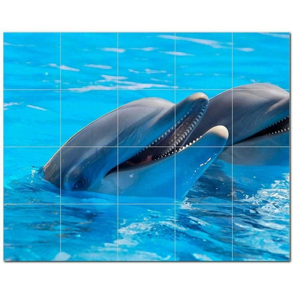 Dolphin Ceramic Tile Mural Kitchen Backsplash Bathroom Shower, 402809-M54