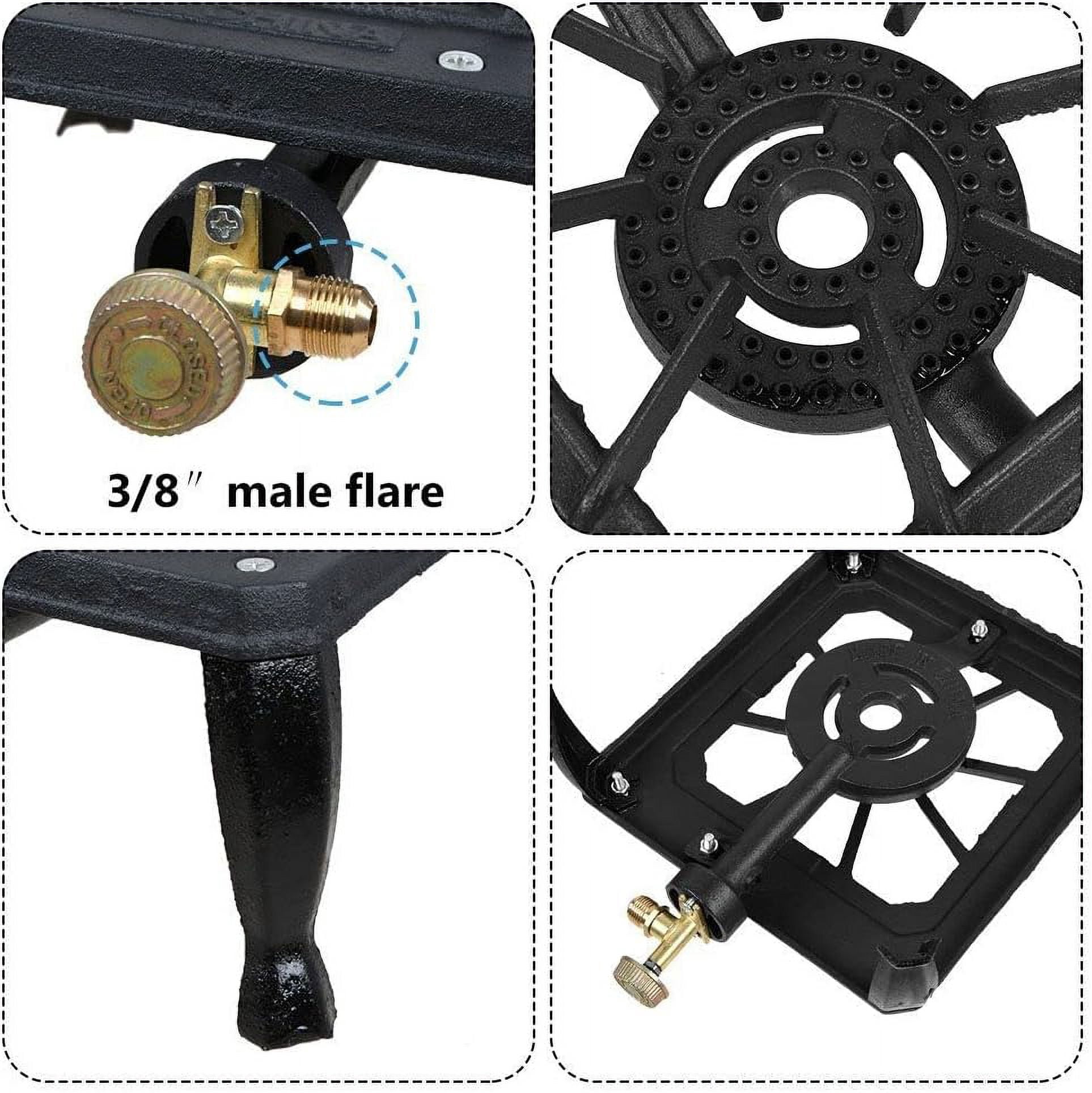 SHANNA Square Single Burner Outdoor Stove Propane Gas Stove 0-20 Psi Regulator Hose Outdoor Camp Stove for Home Brewing Frying Turkey and More
