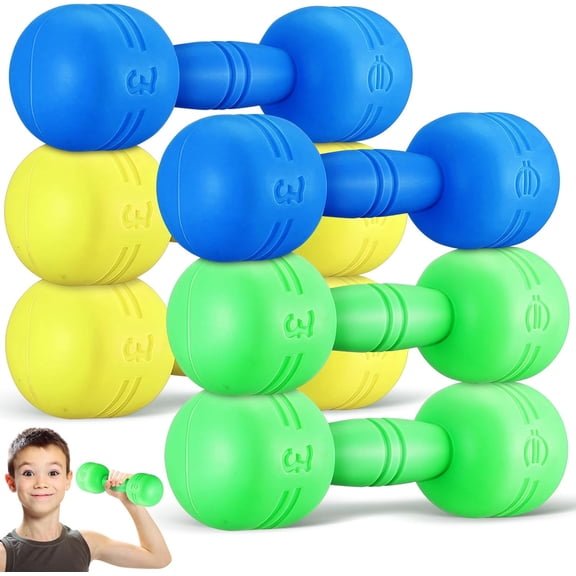 3 Pairs of Kids Dumbbell Weights Interactive Children Weights for School And Home Fitness Plastic Hand Assorted Colors(xxw)