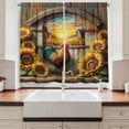 thumbnail image 3 of Ambesonne Rustic Kitchen Curtains, Sunset Rooster Sunflowers, 55"x30", Earth Yellow and Caramel, 3 of 3
