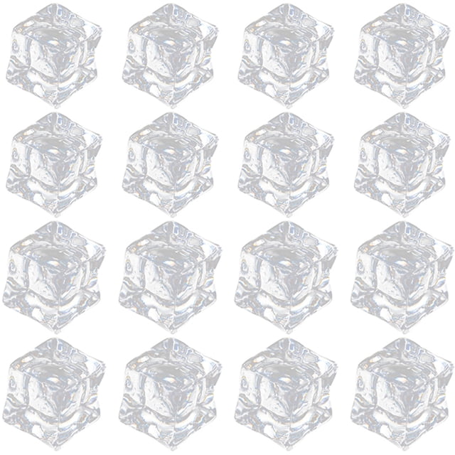 60pcs Acrylic Crystal Fake Ice Cubes Realistic Clear Ice Cubes Photo Props