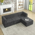 thumbnail image 2 of L shape Modular Sectional Sofa, Compressed Sectional Sofa Modern Minimalist Style Corduroy Couch, Sleeper Sofa for Living Room, Bedroom, Comfy Compressed Sofa, 2 of 9