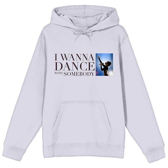 Whitney Houston I Wanna Dance With Somebody Long Sleeve Light Lilac Adult Hooded Sweatshirt-XL