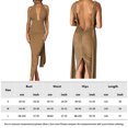 thumbnail image 2 of Vestido Dividido De Damas Vestido ajustado de noche para mujer Vestido sin espalda sexy con escote en V profundo (Caqui S) Cgtredaw para Mujer Caqui T M, 2 of 9