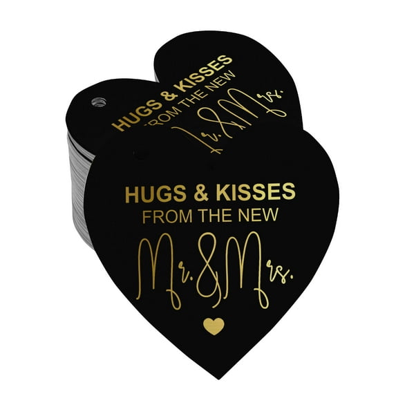 Inkdotpot Hugs & Kisses From The Wedding Bottle Tag Real Gold Foil Favor Hang Tag 50 Pack