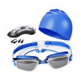 thumbnail image 3 of Juego de 5 gafas y gorro de natación con pinza nasal y tapones para los oídos para piscina. Azul, 3 of 8