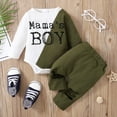 thumbnail image 3 of Newborn Baby Boys Clothes Baby Boys Outfits Letter Print Long Sleeve Romper Top Ripped Pants 2PCS Fall Winter Outfits Green 3-6 Months, 3 of 8