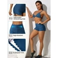 thumbnail image 3 of Charmo Women Scalloped Swim Shorts Drawstring Board Shorts Swimsuit Bottom, 3 of 7