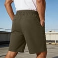 thumbnail image 5 of Twczz Mens Cotton Linen Shorts with Pockets- Relaxed Fit Casual Elastic Waist Drawstring Summer Beach Shorts Army Green Size M, 5 of 8