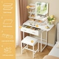 thumbnail image 4 of Fairy White Makeup Vanity Desk with Mirror, Lights, Power Outlet, Chair & Storage Drawer, 4 of 11