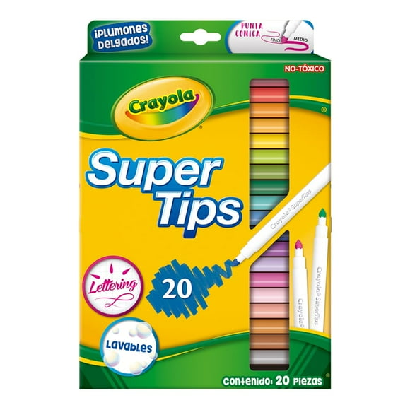Marcadores Crayola Super Tips, 20 colores lavables