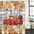 thumbnail image 2 of Red Truck Fall Shower Curtain, Waterproof Shower Curtains for Bathroom, Thanksgiving Botanical Pumpkins Leaves Wooden Washable Fabric Bathtub Curtain Set Bath Decor with 12 Hooks Long 72"x84", 2 of 8