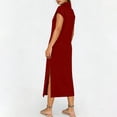 thumbnail image 6 of DeHolifer Women's Maxi Dress Summer Casual Cap Sleeve V-Neck Collared Beach Vacation T-Shirt Long Dresses Wine M, 6 of 7