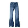 thumbnail image 7 of Women's Fashion Casual High Waist Baggy Wide Leg Jeans, Stretchy Denim Pants with Four-Pocket Design and Button Front Closure, Comfortable Loose Fit Trousers for Daily Wear Blue M, 7 of 7