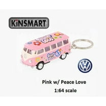 2.5" Kinsmart 1962 Volkswagen Bus Diecast Toy Keychain 1:64 Decal Pastel Pink