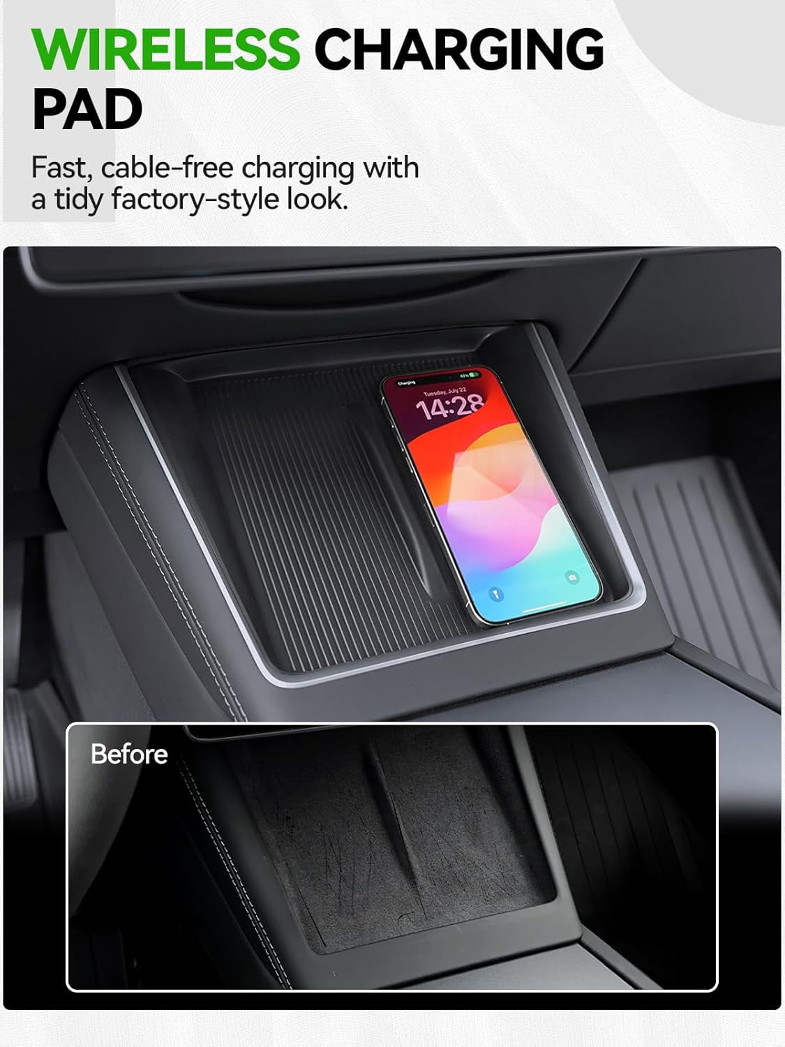 10PCS Center Console Organizer Tray for 2025 2026 Tesla Accessories, Under Seat Storage Armrest Hidden Storage Box Cup Holder Charger Pad for Tesla