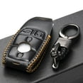 thumbnail image 4 of Vitodeco Leather Smart Key Fob Case Compatible for Mercedes-Benz A, C, E, S, CLA, CLS, GLA, GLB, GLC, GLE, GLS, G Glass 2017 - 2024 (4-Button, Black), 4 of 5
