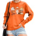 thumbnail image 2 of Halloween Sweatshirt for Women Hoodless Sweatshirt Fall Sweatshirt for Women Fashion Seasonal Autumn Pumpkin Loose Pullover Long Sleeve Tee Orange S, 2 of 4