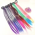 thumbnail image 2 of GIXUSIL 6 Pieces Christmas Decorations Colored Braids Hair Extensions with Rubber Band Rainbow Braided Kids Hair Extensions Hair Accessories for Children Performance Kids Girls Cosplay Party Dress, 2 of 5