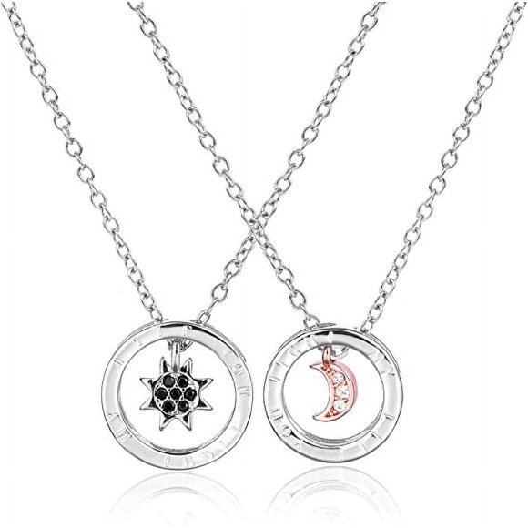 Jinsinto BFF Necklace for 2-Sun and Moon Pendant Necklace Best Friends Necklace Friendship Necklace Couples Matching Necklaces Jewelry Gifts