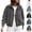 Gray, variant on Women's Zip Up Cropped Denim Jacket Stand Collar Elastic Hem Oversized Washed Jean Bomber Jacket with Pockets Gray M