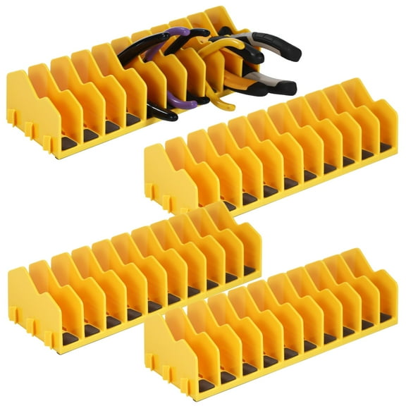 4 Pcs Plier Organizers, 10-Slot Plier Racks for Tool Box, Plasticy Pliers Storage Trays, Interlocking Wrench Holders with Non-slip Rubber Pads, Ideal for Drawer, Garage Workbench Organization
