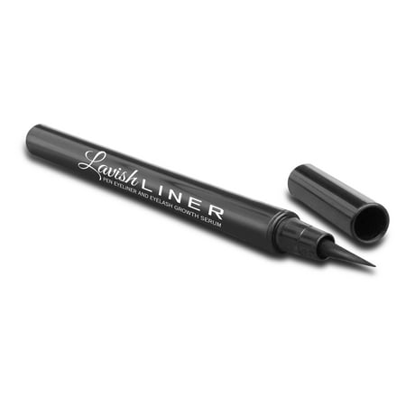 Lavish Liner by Hairgenics Pronexa  2-in-1 Precision Liquid Eyeliner Pen with Eyelash Growth Enhancing Serum and Castor Oil for Perfect Eyes and Long Lashes, Jet (Best Eyeliner For Eyelash Extensions)