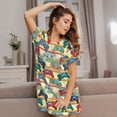 thumbnail image 3 of Xecao Retro With Joysticks for Women's Loose Nightgown Sleepwear Short Sleeves Shirt Casual Print Sleepdress, 3 of 6
