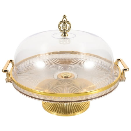 

Footed Cake Tray with Lid Clear Cake Stand with Dome Fruits Serving Tray for Wedding Party