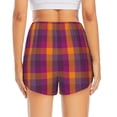 thumbnail image 3 of Picia Purple Yellow Buffalo Plaid Pattern Women's 2 in 1 Athletic Running Shorts High Waisted Workout Casual Gym Sweat Shorts with Comfy Liner Zipper Pockets-, 3 of 8