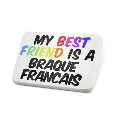 Porcelein Pin My best Friend a Braque Francais Dog from France Lapel Badge –