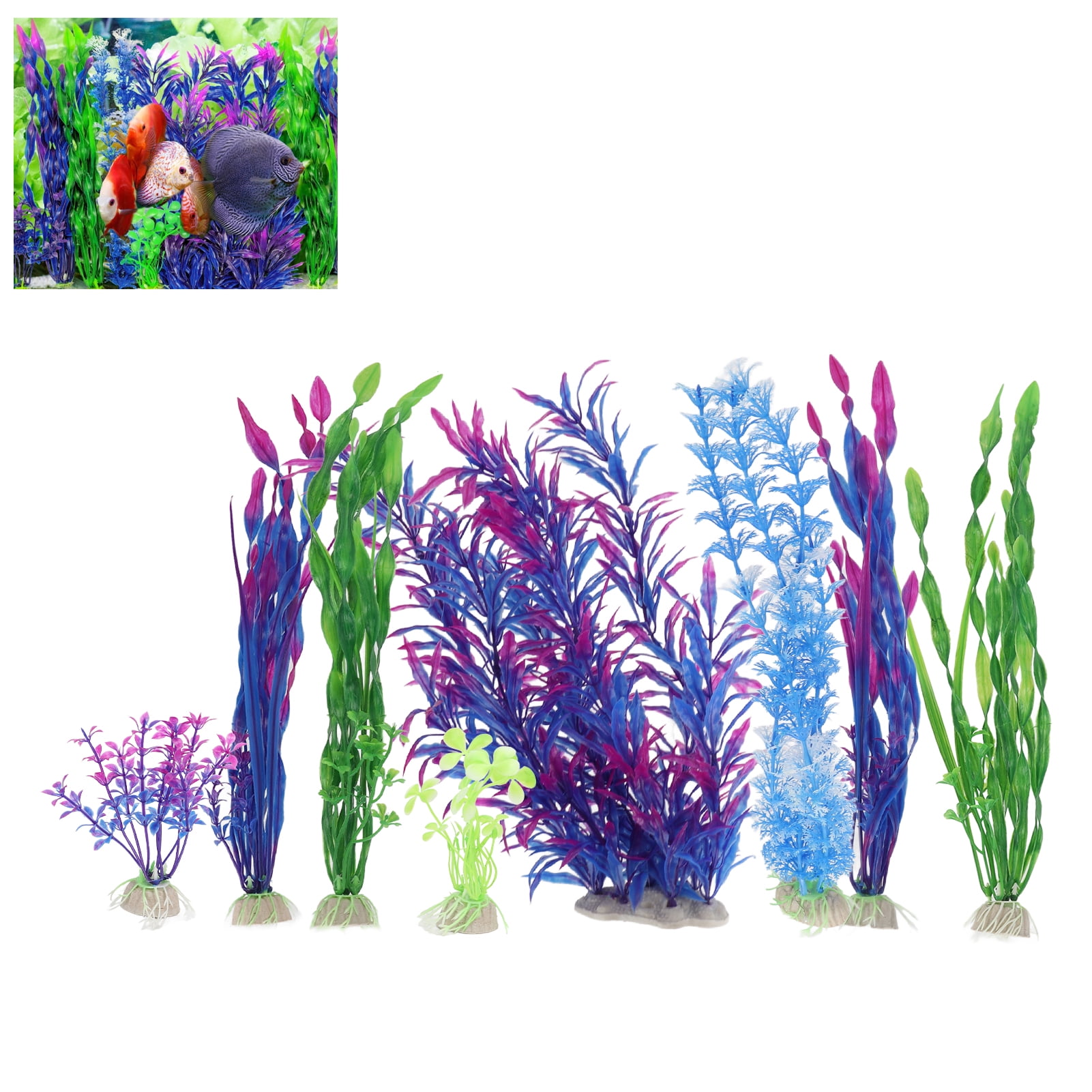 8pc Artificial Seaweed Plants For Aquarium, Safe, Colorful,  Easy To Install, Vivid Decor