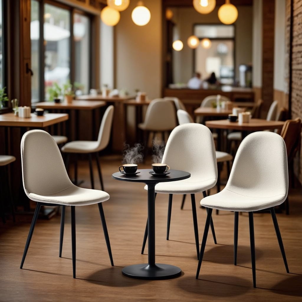 Homy Casa Dining Chairs Set of 4, Upholstered Side Chairs Indoor/Outdoor Use, Beige