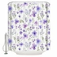 thumbnail image 2 of Purple Spring Floral Waterproof Fabric Shower Curtain, Pastoral Botanical Watercolor Shower Curtain for Bathroom Curtains Bathtubs Hotel Washable Shower Curtains with 12 Hooks Small 36x72in, 2 of 6