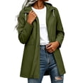 thumbnail image 2 of Dxzfnsa Raincoat Women Waterproof Long Hooded Rain Jacket Trench Coats Windbreaker Travel Jacket Plaid Drawstring Waistband Coats with Pockets S-2XL, 2 of 9