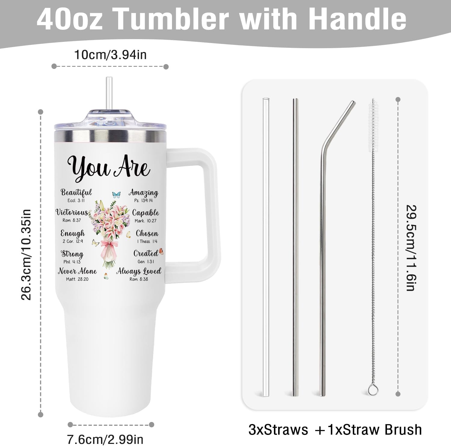Christian Gifts for Women Mom, Christian Tumbler 40Oz for Birthday Christmas Ideas, Inspirational Religious Gifts for Women, Faith Bible Verse Gift for Mother''s Day Grandma, Godly Coffee Cups