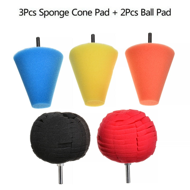 Polishing Sponge,5Pcs Car Polisher Buffing Cone Pads Polishing Ball Pad For Wheel Corner Kit