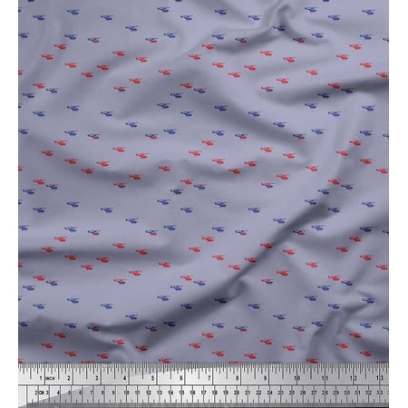 Soimoi Poly Georgette Fabric Helicopter Shirting Printed Fabric 1 Yard 42 Inch Wide