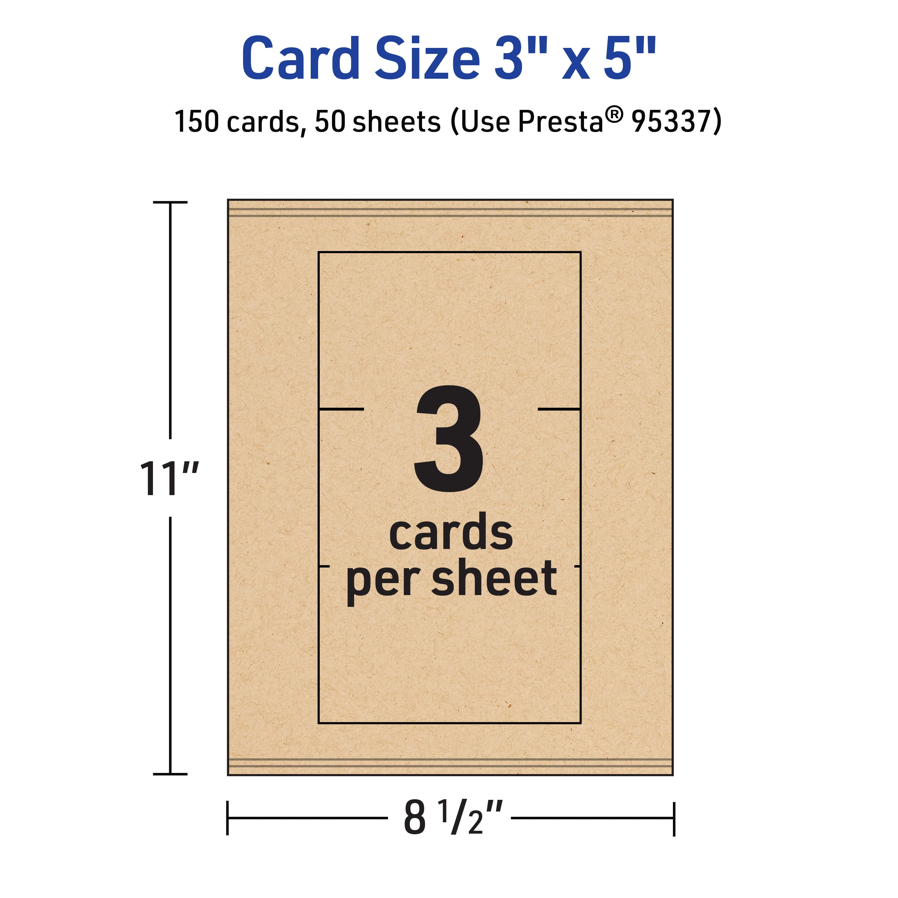 Avery Printable Rectangle Cards, 3" x 5", Kraft Brown, 150ct