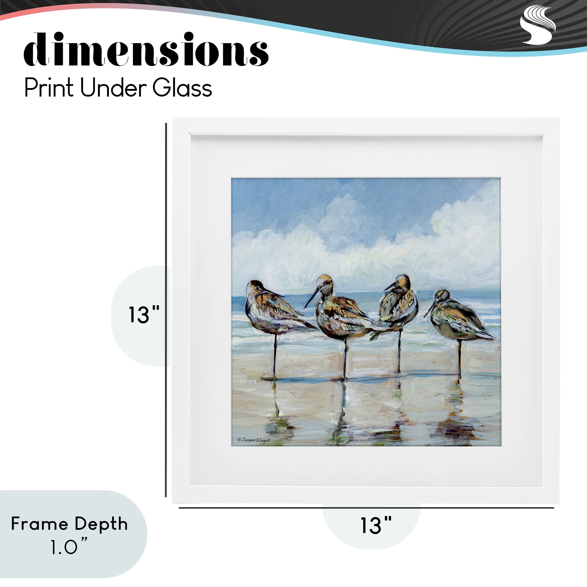 Stupell Industries Sandpipers Balancing On Beach White Framed Print Under Glass, design by Susan Winget