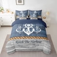 thumbnail image 3 of Manfei Nautical Anchor Rudder 7pcs Bedding Comforter Set, Rustic Farmhouse Cabin Queen Bedding Sets, Woodland Plank Reversible Queen Sheet Sets, Lightweight Room Decor, 3 of 8