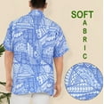 thumbnail image 3 of HAPPY BAY Men's Summer Camp Beach Button-Down Hawaiian Shirt M Royal, Geometric Vacation Party, 3 of 5
