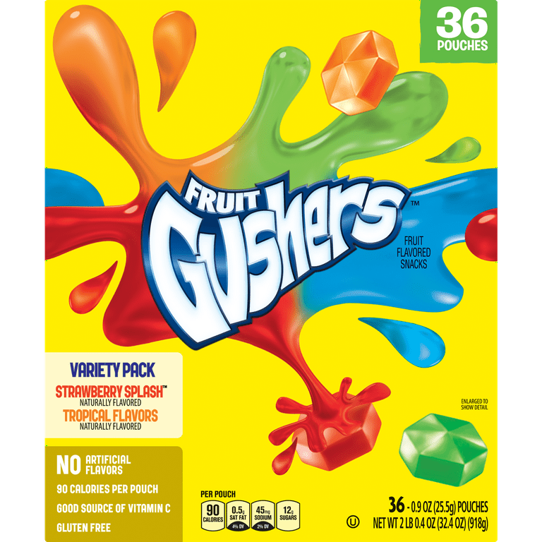 Betty Crocker Fruit Gushers 36 Pouch Variety Pack, 36 ct, 32.4 oz